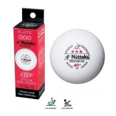 Nittaku Premium 40+ 3* Table Tennis Balls - Box Of 3